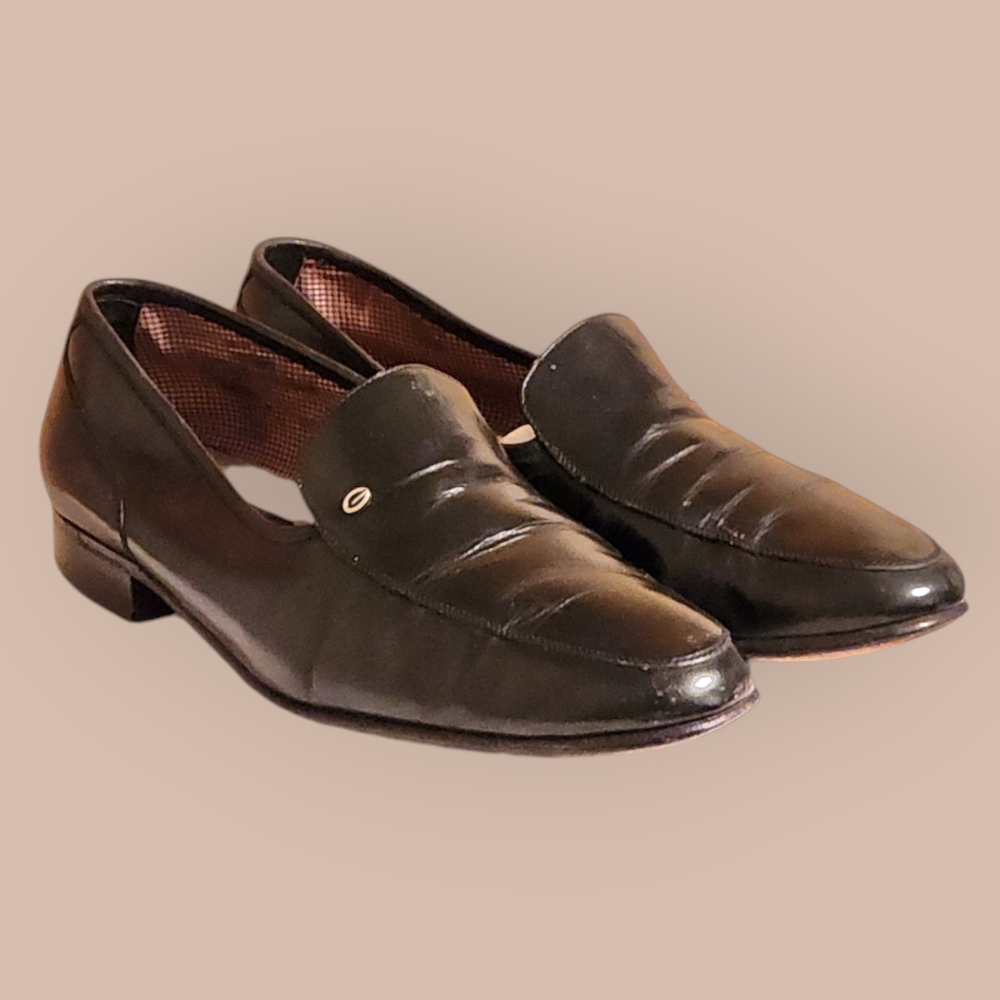 Men Vintage Leather Black Loafers By Gambinelli Size 7.5